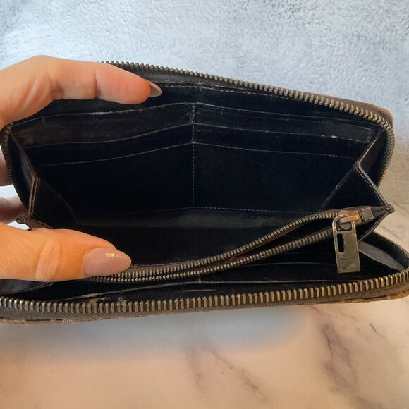 Fendi Zucca Brown Tan Zip Around Long Wallet - Picture 9 of 12
